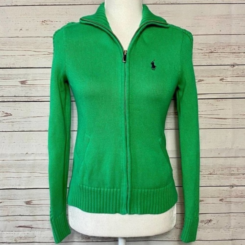 Ralph Lauren Sport Knit Zip Up Sweater Green XS